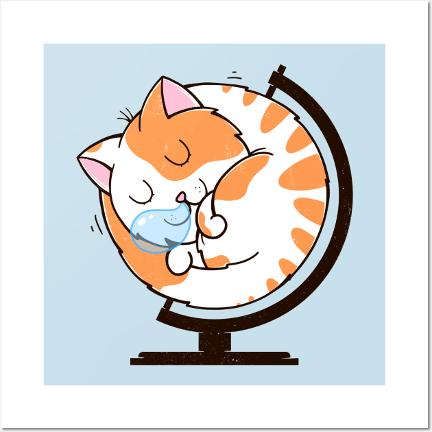 Sleeping Cat Planet Wall Art by nekofromhell